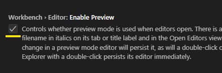 Checkbox under Enabled Preview
