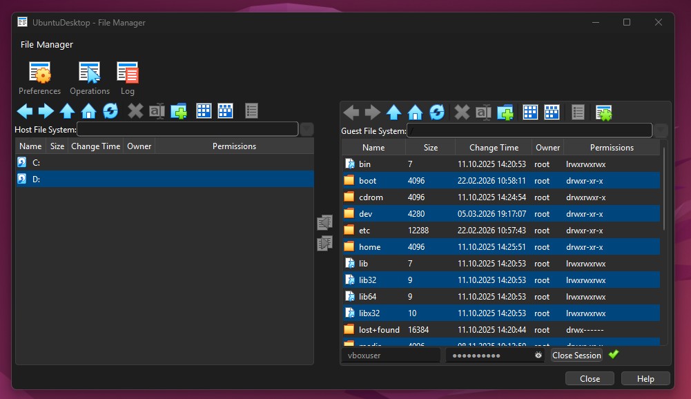 File Manager Session Opened