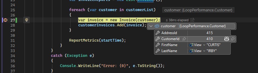 Breakpoint condition met, execution stopped