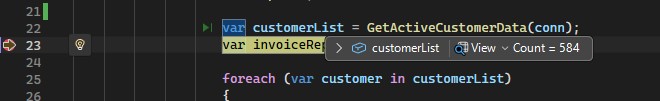 Count of 584 in customerList