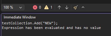 Expression has been evaluated and has no value message returned from execution.
