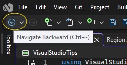 Location of Navigation Buttons, Just Below The Main Menu Bar