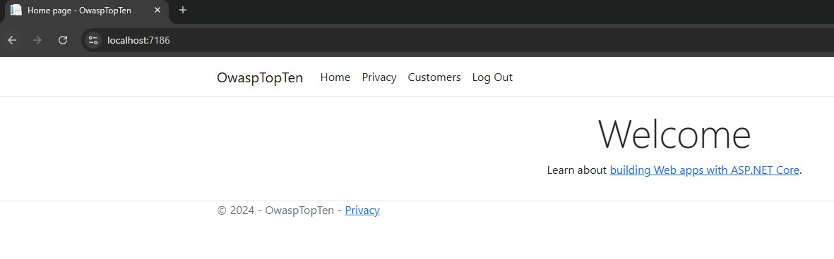 Application Home Page